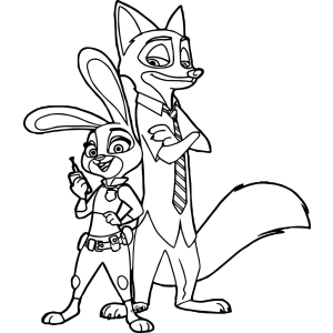 Nick Wilde de camisa havaiana para colorir