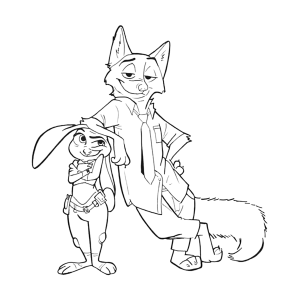Nick Wilde e Finnick para colorir