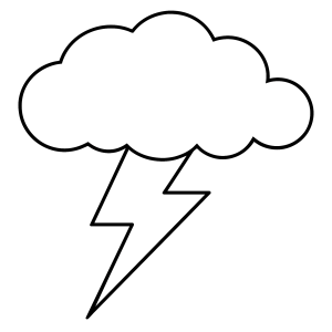 Nuvem de tempestade com raio para colorir