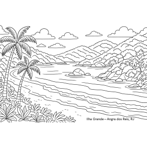 Paisagem de Ilha Grande para Colorir