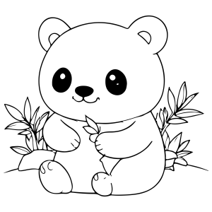 Panda abraçando um broto de bambu para colorir