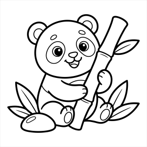 Panda abraçando um tronco de bambu para colorir