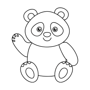 Panda acenando com a pata para colorir