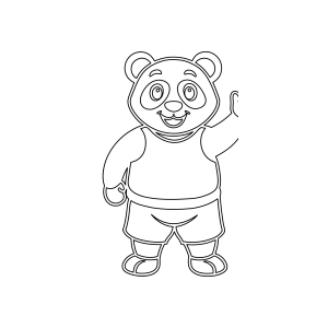 Panda de pé acenando para colorir