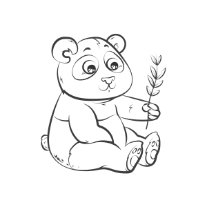 Panda segurando um galho de bambu para colorir