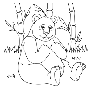 Panda sentado na floresta de bambu para colorir