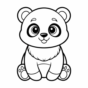 Panda sentado olhando para frente para colorir