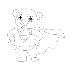 Panda super-herói de capa para colorir
