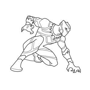 Pantera Negra estilo cartoon em pose de ataque para colorir