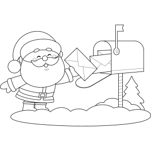 Papai Noel colocando cartinhas na caixa de correio para colorir