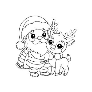 Papai Noel e a renazinha fofa para colorir