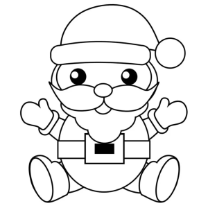 Papai Noel kawaii sentadinho para colorir