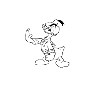 Pato Donald bravo de punhos fechados para colorir