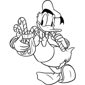 Pato Donald com cesta de doces para colorir