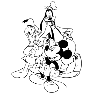 Pato Donald com Pateta e Mickey para colorir