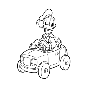 Pato Donald dirigindo seu carro para colorir
