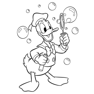 Pato Donald fazendo bolhas de sabão para colorir