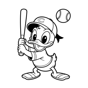 Pato Donald jogando beisebol para colorir