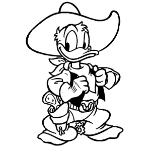 Pato Donald vestido de xerife para colorir
