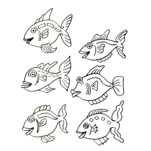 Peixes Divertidos Prontos para Colorir