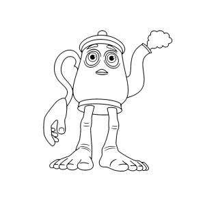 Personagem copo acenando para colorir