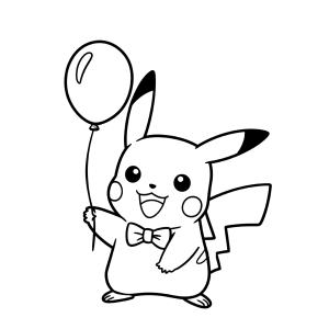 Pikachu de gravata-borboleta com balão para colorir