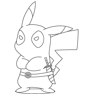 Pikachu fantasiado de super-herói para colorir