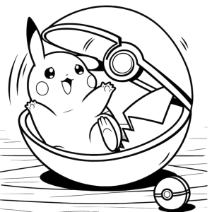 Pikachu saindo da Pokébola para colorir