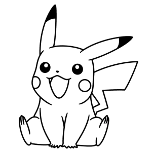 Pikachu sentado e feliz para colorir