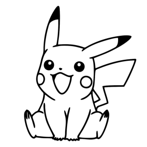Pikachu sentado sorrindo para colorir