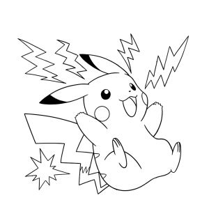 Pikachu soltando raios para colorir