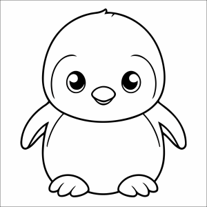 Pinguim bebê de olhos grandes para colorir