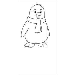 Pinguim de cachecol vermelho para colorir