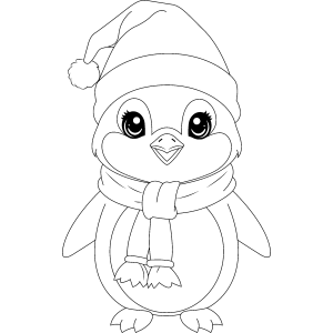 Pinguim de gorro pontudo com cachecol para colorir