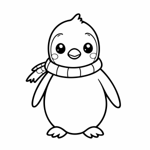 Pinguim Encantador Pronto para Colorir
