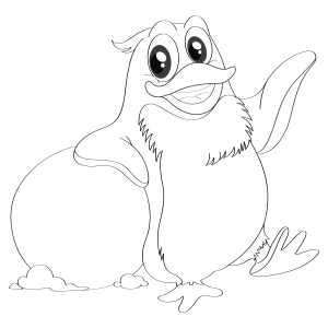 Pinguim sorridente em pé no gelo para colorir