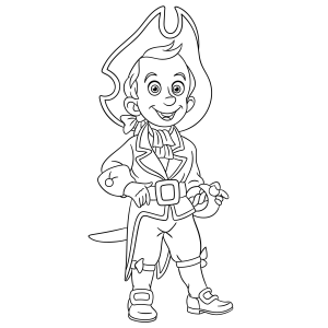 Pirata de chapéu com mapa do tesouro para colorir
