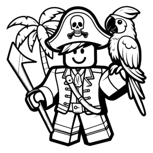 Pirata do Roblox com papagaio para colorir