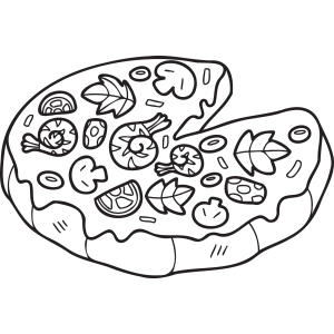 Pizza com muitos ingredientes para colorir