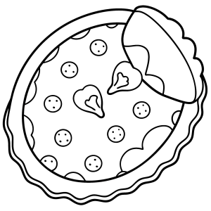 Pizza de pepperoni com fatia levantada para colorir