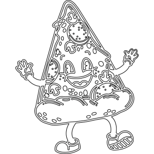 Pizza mascote de braços abertos para colorir