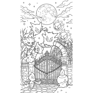 Pokémon no jardim ao luar para colorir