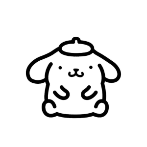 Pompompurin sentado sorrindo para colorir