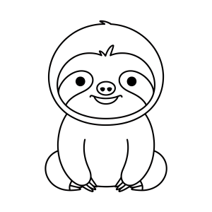 Preguiça bebê sentadinha para colorir