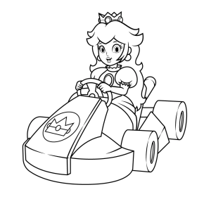 Princesa Peach no kart para colorir