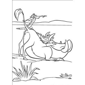 Pumba deitado com Timão para colorir