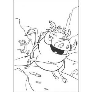 Pumba e Timão no galho para colorir