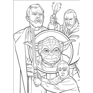 Qui-Gon Jinn, Obi-Wan e Jar Jar Binks para colorir