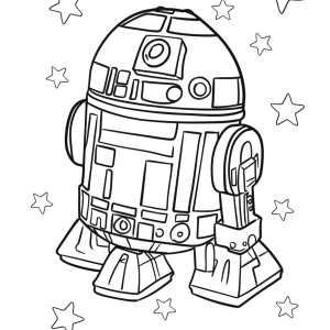 R2-D2 entre as estrelas para colorir
