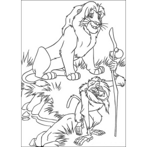 Rafiki segurando Simba para colorir